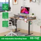 Electric Standing Desk LED Computer Sit Stand Up Table Height Adjustable