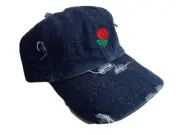 BRAND NEW BLUE DEMIN ROSE ADJUSTABLE DAD HAT CAP STRAP BACK CURVED BILL ADULT SZ