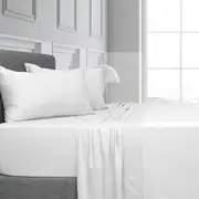 Algodon Bamboo Soft Fitted Sheet w/ Pillowcase Home Bedding Set White