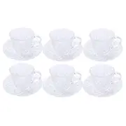 Premium Clear Glass Tea cup with Saucer Set of 6 Pcs 15/220 ml