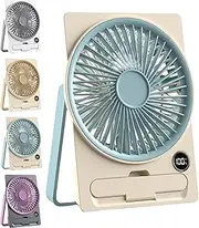 Ultra Slim Card USB Rechargeable Mini Fan, 2025 New Ultra-Quiet Portable Fan with Phone Holder, Adjustable Speed Table Fan for Office and Home, 180° Tilt Folding, 6 Speeds Strong Wind (Blue)