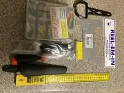 Ruler, Crab Measure,4” Bait Knife &sheath & 2 xFish Scaler &1 utility box