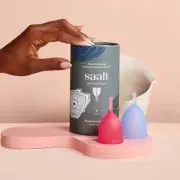 Saalt Duo Pack Menstrual Cup Red Blue Soft Flexible Foldable Reusable Silicone