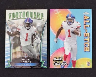 Malik Nabers RC 2024 TOPPS CHROME YOUTHQUAKE & ALL-ETCH ROOKIE LOT GIANTS