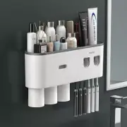 Toothbrush Holder Wall Mounted Automatic Toothpaste Dispenser Squeezer Kit