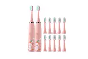2Pcs Kids Electric Toothbrushes Sonic Toothbrush Cute Cartoon Teeth Whitening Toothbrush Soft Bristle-Pink