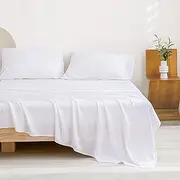 Andency White King Sheets Set, 100% Viscose Derived from Bamboo, Cooling Summer King Size Sheets Set, Deep Pocket Up to 16", Silky Soft Bed Sheets, Hotel Luxury Breathable Bedding Sheets & Pillowcases