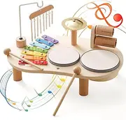 IEATFO Kids Drum Set for Kids Musical Instruments 7 in 1 Baby Musical Toy Montessori Xylophone Drum Kit Toys for Boys Girls Months Birthday Gifts