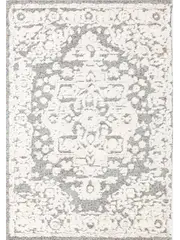 Chloe Ivory Grey Medallion Textured Rug
