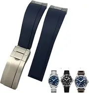 [DJDLFA] 20mm Rubber Watchband Fit for IWC Mark Omega Seamaster 300 AT150 Metal Link Rubber Watchband Curved End Sport Strap