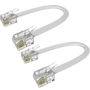Short Phone Cord, 2 Pack 3 Inch RJ11 6P4C Male to Male Telephone Landline Extens