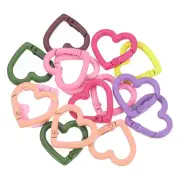 15Pcs Heart-Shaped Trigger Snap Clip Keyrings Buckle Snap Hook Clip, Multi Color