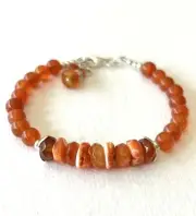 Natural Carnelian Gem Oyster Shell Sterling Silver Bracelet Sundance Treasures