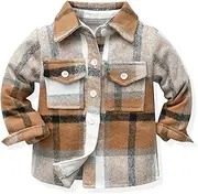 [XNMAYA] Toddler Little Boys Girls Long Sleeve Button Down Plaid Shirts Fall Winter Warm Jackets Family Photos Tops