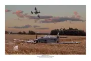 WWII WW2 RAF RAAF Spitfire / Luftwaffe Bf109 Aviation Art Photo Print - 12"X18"