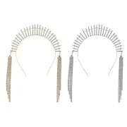 Shinning Hair Hoop Rhinestone Double Layer Baroque Headband for Taking Photo