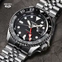 在飛比找PChome24h購物優惠-SEIKO 精工 5 Sports GMT動力儲存機械錶/黑