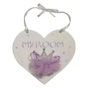 PURPLE PRINCESS CROWN HEART SHAPE BEDROOM DOOR HANGER PLAQUE SIGN GIRLS BABY