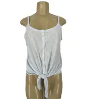 NEW Loft Ann Taylor Medium Women Tank Top Tie Front Cropped Blue AR5