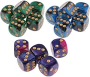 15Pcs New Bright Colors 6 Sided Dice Round Corner Pearl Dices 16mm Playing Table Game Casino Entertainment Supplies