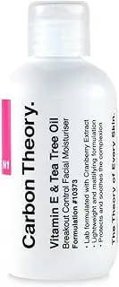 Carbon Theory | Vitamin E & Tea Tree Oil Breakout Control Facial Moisturiser | Hydrating & Mattifying | Natural, Vegan And Cruelty Free | 100ml