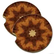 Star Sucker Wood Car Coaster Gift Set fit Car & Truck Cup Holder