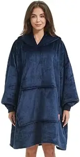 [FIME.] Oversized Flannel Blanket hoodie with Long Sleeves, Wearable blanket hoodie with Large Front Pocket, Blanket Sweatshirt, Sherpa Fleece Lining for Adults, Teens and Children One Size Fits All
