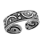 Galactic Sun Moon Stars Sterling Silver Toe or Pinky Ring