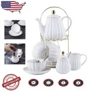 Elegant 17-Piece Porcelain Tea Set - 8 oz Cups & Teapot for Stylish Gatherings