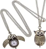 [SAFIGLE] 2Pcs Retro Creative Hanging Design Vintage Alloy Quartz Watch Unique Present for Collectors and Owl Lovers