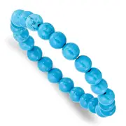Fashion Chisel 8mm Dyed Howlite Turquoise Color Stretch Bracelet