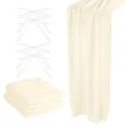 2Pcs 10Ft Chiffon Table Runner 28 x 120 Inch Rustic Gauze Tablecloth Beige White