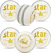 CW Star White 4 Piece Cricket Ball for Men Adult Hard Ball Match Quality Pack f 2 Club & Match Free International Postage