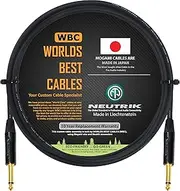 75 CM - Guitar Bass Instrument Cable CUSTOM MADE By WORLDS BEST CABLES – using Mogami 2524 wire and Neutrik NP2X-B ¼ Inch (6.35mm) Straight Gold TS Connectors