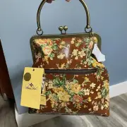 Patricia Nash Leather Novella Frame Bag Extra Strap Vtg Garden Botanical Purse