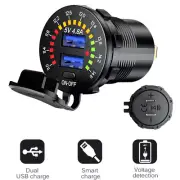 4.8A 12V Car Boat Dual USB Fast Charger Adapter Power Outlet Socket w/ Voltmeter