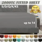 2000TC Hotel Quality Bed Fitted Sheet Single Double Queen King Ultra soft Cover