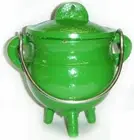 3.5 " Cast Iron GREEN Cauldron Burner POT BELLY ~ FREE PRIORITY SHIPPING