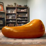 Bean Bag Chair (No Filler) PU Leather Bean Bag Cover Outdoor Beanbag Chaise Lounger Pouf Salon Game Movie Sac Puff Seating Living Room Furniture Living Room Garden(Yellow)