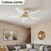 52" Ceiling Fan with Light Reversible Remote Control Wall Switch Memory Function