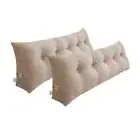 SOGA 2X 120cm Beige Triangular Wedge Bed Pillow Headboard Bedside Tatami Cushion