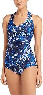 [Speedo] Womens One Piece Halter Swimsuit (Blue, XX-Large 20/22)