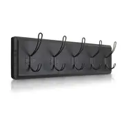Rustic Coat Rack with 5 Hooks - Black Wall Mounted 24" Coat Rack - Solid Pine