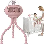 Stroller Fan - Portable Octopus Shaped Cooling Device, USB Rechargeable Battery | Handheld Mini Fan with Flexible Tripod Legs for Baby Stroller, Car Seat, Travel, Camping, Bike, Nursery, Hospital
