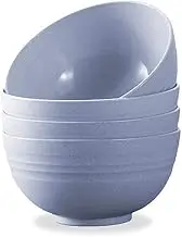 4 PCS 6inch Lightweight Wheat Straw Bowl, Unbreakable Cereal Pasta Bowls Microwave& Dishwasher Safe, Reusable Tableware Dinnerware Fruit Snack Container (BLUE)