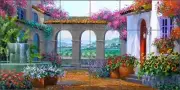 Vineyard Tile Backsplash Ceramic Mural Senkarik Courtyard Fountain Art MSA155