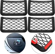 4 Pieces Car Storage Pocket Mesh Net Pocket Storage Back Net Mesh Car Organizer Universal String Bag Seat Side for Purse Phone Holder Organizer (6 x 3.2 Inch)