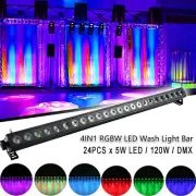120W 24LED Wall Wash Light Bar Remote RGB DMX Strobe Stage Light Bar Disco Party