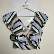 Sass & Bide Favourite Flavour Stripe Cami Top AUS 6 Multicolour Ruffle Sleeve
