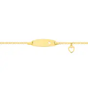 9ct Gold 14cm Oval Heart Cutout Identity Charm Solid Trace Bracelet
